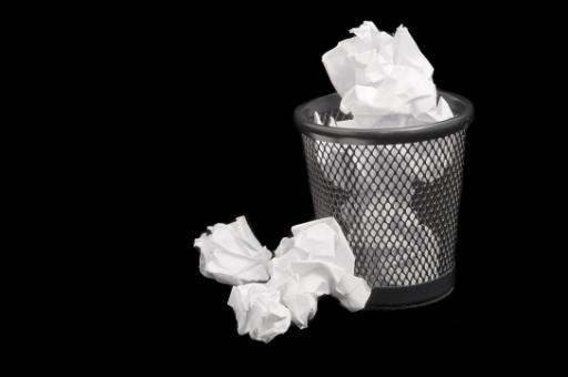 wastepaper bin bad idea concept