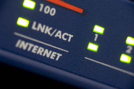 green data lights on an ethernet router