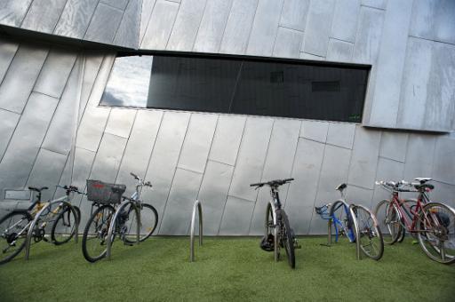 bike rack full of bicycles